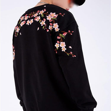 Sakura - Flower Embroidered Sweatshirt by Insakura