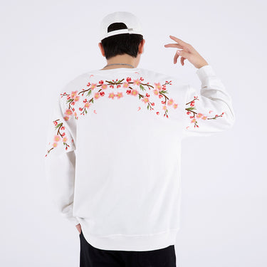 Sakura - Flower Embroidered Sweatshirt by Insakura