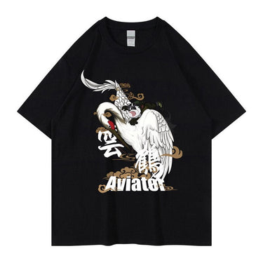 [INSKR]   Aviator Crane T-Shirt by Insakura